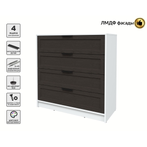 Kомод Тренд КТ-К100 (Белый ЛДСП/ Дуб английский ЛМДФ) Ш1000 В1020 Г451 Kомод Тренд КТ-К100 (Белый ЛДСП/ Дуб английский ЛМДФ) Ш1000 В1020 Г451